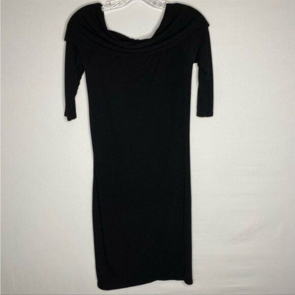 Forever 21 Black Off Shoulder Ribbed 3/4 Sleeves Dress Small - Picture 5 of 8